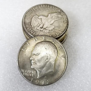 Pièce de monnaie américaine Eisenhower d'un dollar, réplique ancienne plaquée argent sur laiton, non magnétique, 1776-1976 - Product Image 3