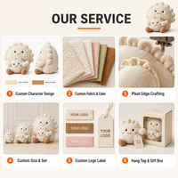 Paire de jouets en peluche à bords festonnés, en forme de boulette, avec dessus plissé et petits pieds, souvenirs pour panier-cadeau de boulangerie