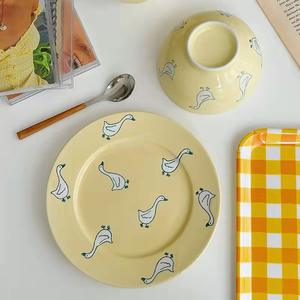 ชุดจานเซรามิคลายการ์ตูนห่านสไตล์<span class=keywords><strong>เกาหลี</strong></span> ขนาด 8 นิ้ว สำหรับใส่สลัด ของหวาน ผลไม้ ขนม จานรองเค้ก ลดราคา - Product Image 3