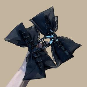 Grande pince à cheveux coréenne en dentelle avec nœud, élégante, en tissu, type « Shark Grip », accessoires de mariage - Product Image 6