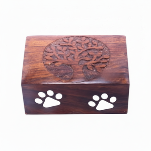 Urnes de crémation en bois faites à la main de style américain de haute qualité pour les cendres de chat et de chien Urnes funéraires en gros pour animaux de compagnie - Product Image 1