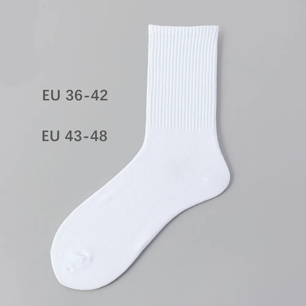 Supply large size men's 100cotton socks black white gray tube sports men crew socks thin low cut ankle socks fo