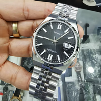 Business Tsuyosat Herren Automatische Mechanische Armbanduhr Schwarzes Strukturiertes Zifferblatt Leuchtend Citizent Edelstahl Reloj NK0020