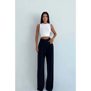 Pantalon Kyota noir pour femme, taille élastique, respirant, style décontracté, taille XL, pour la saison d'automne, détail poche, leggings colorés - Product Image 2