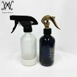 Botella de espray para el cabello <span class=keywords><strong>natural</strong></span> redondo Boston de color oscuro de 250ml con rociador de gatillo dorado galvanizado - Product Image 4