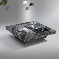 Table basse italienne carrée de luxe en marbre, design moderne et minimaliste, extensible, en métal, pour meubles de salon