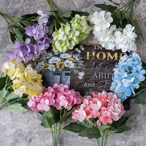 Bouquet de fleurs artificielles CallaFloral Hydrangea rose, jaune, bleu, décoration intérieure, arrangement de mariage - Product Image 1