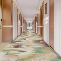 Gedruckte moderne benutzer definierte kommerzielle Wohnkultur 3d Muster Hotel Korridor Wand zu Wand Teppich