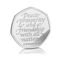 WD Nouvelle pièce de monnaie Brexit 50p 2020, pièce de monnaie en argent rare de collection de vingt-cinq livres sterling