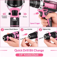 Kit de perceuse sans fil sans balais 153 pièces avec batterie au lithium, ensemble d'outils multifonctionnels