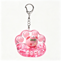 Porte-clés en acrylique à paillettes liquides de formes variées, figurine en PVC personnalisable, décoration scintillante, cadeau promotionnel pour fête