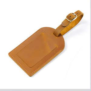Etiqueta de Equipaje de Cuero Crazy Horse Grabada Personalizada, Etiqueta de Maleta para Subir al Avión con Logotipo Personalizado, Etiqueta de Embarque - Product Image 3