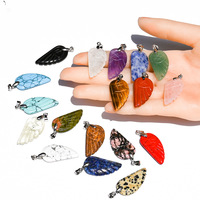 Pendentif ailes d'ange en cristal naturel, charme en quartz sculpté, bijoux de couleur mixte, ornement cadeau