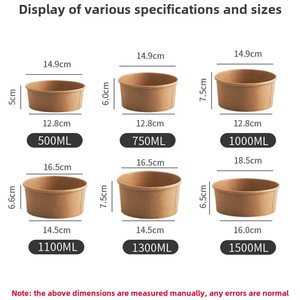 使い捨て茶色中華風食品グレード紙ボウル持ち帰りランチ厚めフルボックス軽食サラダ麺寿司卸売 - Product Image 4