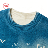 Pull en tricot bleu délavé pour homme, style streetwear, imprimé graphique abstrait, coupe oversize, style techwear