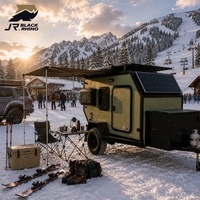 Remorque de camping tout-terrain compacte, mini caravane d'aventure légère avec système de charge solaire