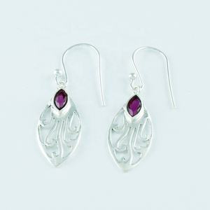 Impressionnantes boucles d'oreilles en pierre précieuse d'agate de rubis faites à la main en argent sterling 92.5 pour les fêtes de mariage directement de l'Inde grossiste - Product Image 1