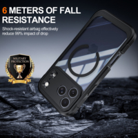 Casing Ponsel Magnetik Transparan Tiga Lapis Anti Benturan Anti Debu Anti Gores 2in1 Pelindung Bodi Penuh untuk IPhone18ProMax