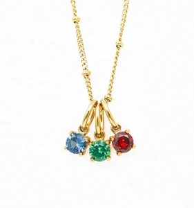 Collar de Diamantes con Piedra de Nacimiento, Plata de Ley 925, Collar Personalizado del Mes, Joyería Sencilla a Juego en Rojo Granada, Regalo - Product Image 6