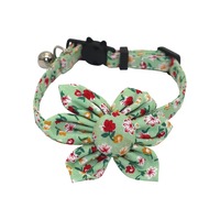 Collier pour chat à imprimé floral avec ornement tournesol détachable, style campagnard, collier à dégagement rapide