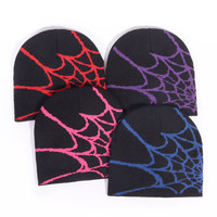 Bonnet tricoté double face motif toile d'araignée Hip Hop pour hommes et femmes, style Y2K, multicolore, élastique et chaud