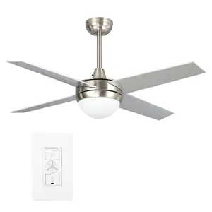 Silver Finish 4 Plywood Fan Blades Low voltage ecosystem Net zero energy applications ceiling fan with led light