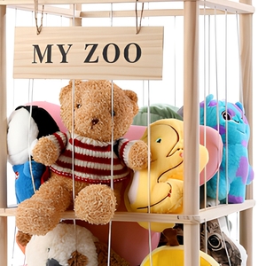 Organizzatore Giocattoli Multifunzione in Legno a Forma di <span class=keywords><strong>Ponte</strong></span> per Bambini con Elastici |   Contenitore Compatto Color Noce per Sala Giochi - Product Image 5