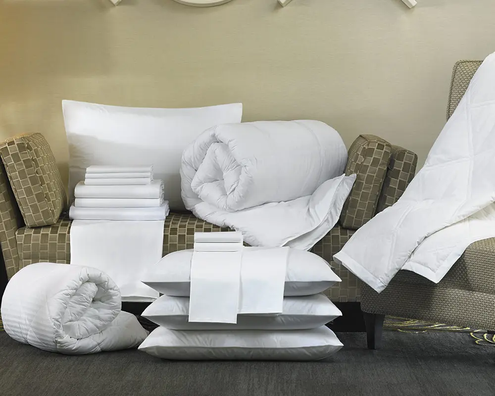 ชุดเครื่องนอนโรงแรมหรูชุดผ้าปูที่นอนปลอกหมอนและผ้านวมคลุมเตียง