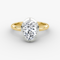 Bague de fiançailles solitaire ovale 2 carats sertie clos, à tige fendue, en diamant de laboratoire, or massif 14K/18K, certifiée IGI CVD/HPHT, personnalisable