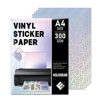 Etiquetas Adhesivas con Corte de Contorno A4 para Impresión de Sellos de Inyección de Tinta, Hojas de Papel Vinílico Holográfico Personalizadas, Resistentes al Agua