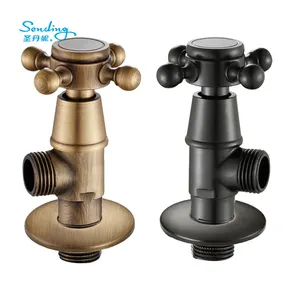 copper antique dual angle valve one inlet and two outlet water stop valve European retro water separator mixing valve