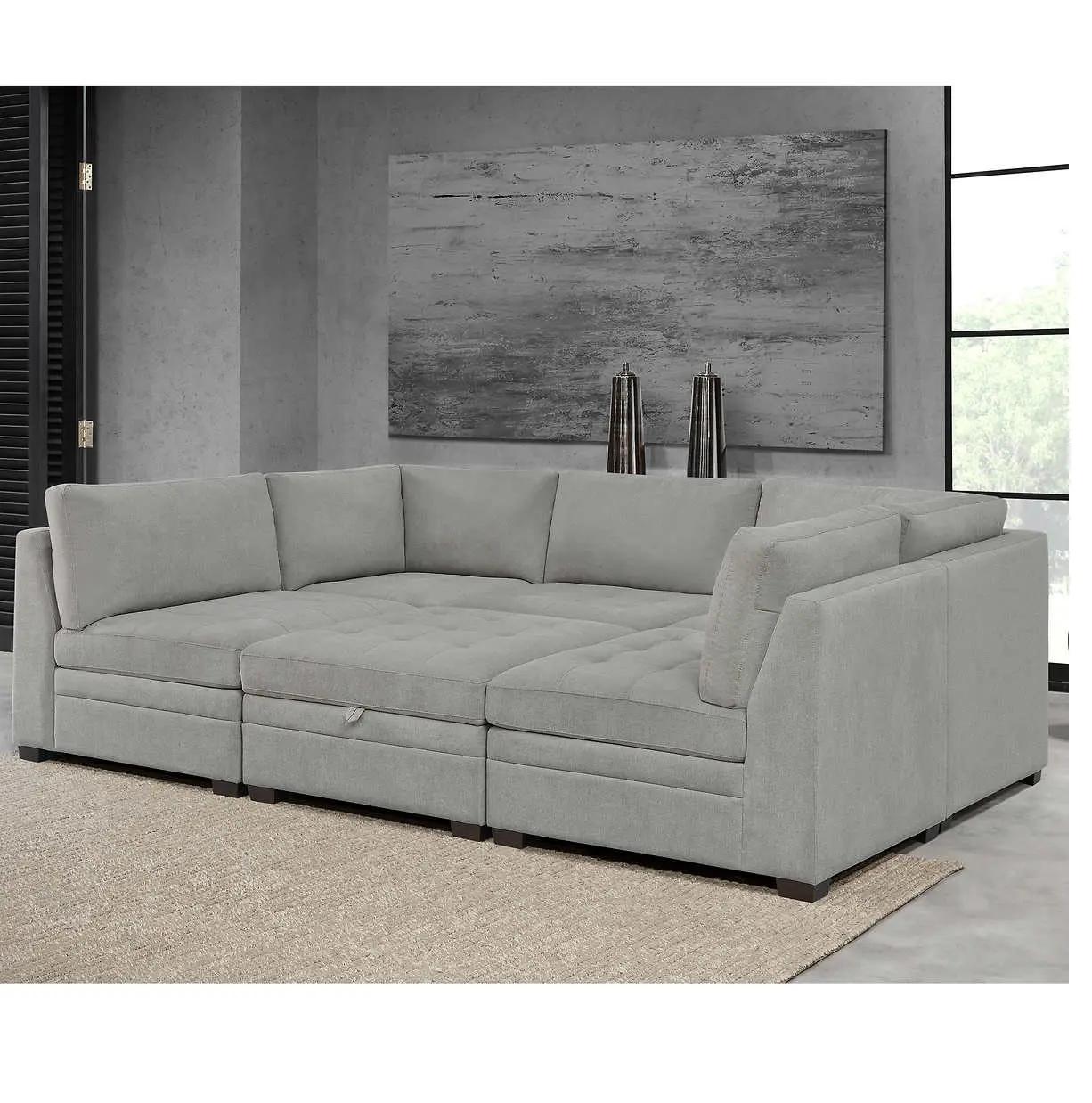 US Hot Sale Modern Living Room Furniture Tufted Fabric Sofa Cheap Sectional Modular Sofa Set