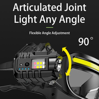 Lunettes de sécurité LED avec capteur de lumière intégré, bande COB latérale, projecteur d'angle réglable, lampe frontale de travail rechargeable