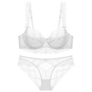 Ensemble de Lingerie Sexy pour femmes, vente en gros, sans éponge, soutien-gorge Transparent, grands <span class=keywords><strong>seins</strong></span>, petit soutien-gorge en dentelle - Product Image 1