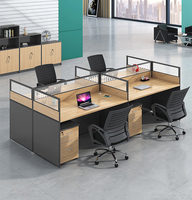 Meubles de bureau commerciaux au design moderne, style optionnel, bureau convertible 4 places en panneau MFC mélaminé, personnalisable