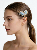 Pince à cheveux en forme de cœur pour fille, fabriquée à la main par Song Jingquan, en alliage orné de strass, élégante, luxueuse et tendance, idéale pour les fêtes