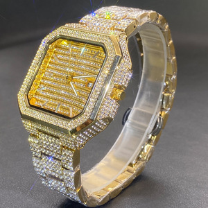 Orologio da Polso da Uomo Iced Out Quadrato di Lusso con Diamanti Pave Completi, Gioiello Bling Stile Rapper Hip Hop, al Quarzo - Product Image 2