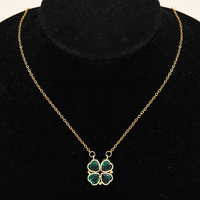 Bijoux fantaisie cadeau saint valentin pliant magnétique 4 coeurs chanceux 4 feuilles trèfle pendentif or 18 carats collier en acier inoxydable