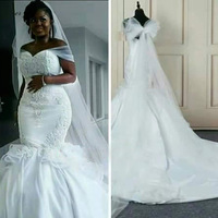 Robes de mariée sirène NDB11107 pour mariée, robes en dentelle, style tendance, robe épaules dénudées