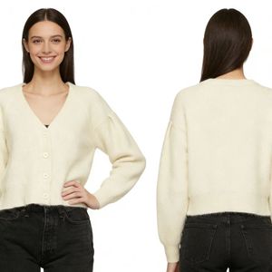 Vrouwen gebreide casual vest jas met lange mouwen knoopsluiting slanke korte jas lente herfst effen kleur mode katoenen trui top - Product Image 1