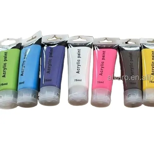 Wholesale 75 ml Acrylic Paints in plastic tube 6 colors mix non-toxic Quick drying For artist Student Kids Art Color Painting