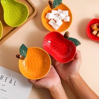 Schattig gepigmenteerd fruitvormig keramisch bordje, wegwerpbaar snackbordje voor feestjes, hotpot en sauzen serveren