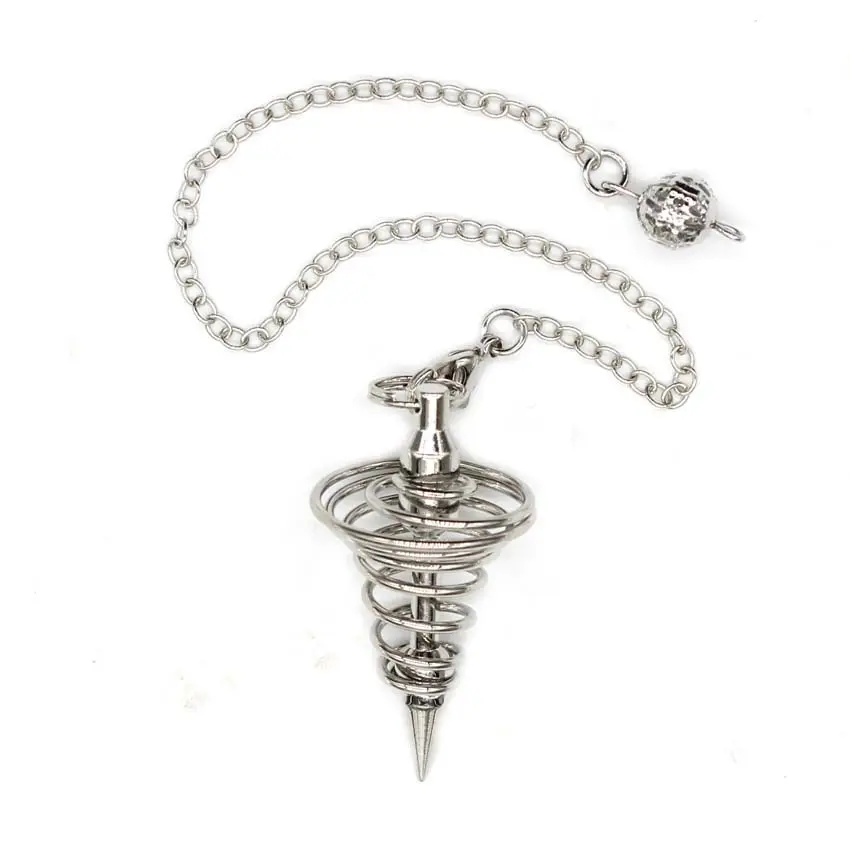 Penjualan langsung pabrikan set perhiasan liontin besi tahan karat Pendulum kerucut pegas tembaga perak Desain terbaru