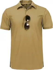 Düğmeler performans T-Shirt ile erkek Golf Polo gömlekler kısa kollu hızlı kuru yakalı rahat gömlek