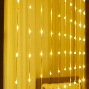 Venda quente 3M Altura USB Alimentado PVC Revestido 300 LED Warmwhite String Cortina Luzes Para Decoração Do Festival De Casamento