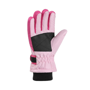 Gants de snowboard et de ski bicolores rose avec panneaux latéraux, paume texturée, sangle de poignet réglable, revers intérieur en tricot – Hiver - Product Image 3