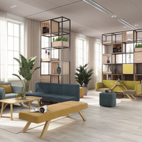 Ensemble canapé à dossier avec Partition haute, meuble d'hôtel 16 pièces, fauteuil de Club incurvé, jambes en bois, canapé matelassé