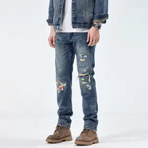 Джинсовые джинсы для мужчин, окрашенные в грязь, на заказ
