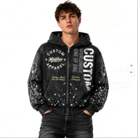 Sweat-shirt à capuche rétro délavé orné de diamants, personnalisable avec une veste à capuche imprimée, haut de sport tendance