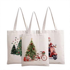Sac fourre-tout en toile de coton personnalisé avec motif de lettres de Noël, recyclable, avec fermeture éclair et bandoulière pour le shopping - Product Image 2